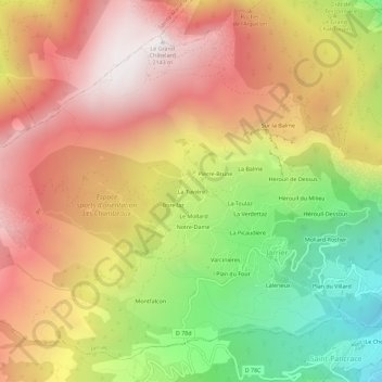 La Tuvière topographic map, elevation, terrain