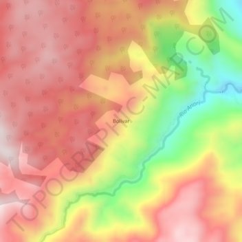 Bolívar topographic map, elevation, terrain