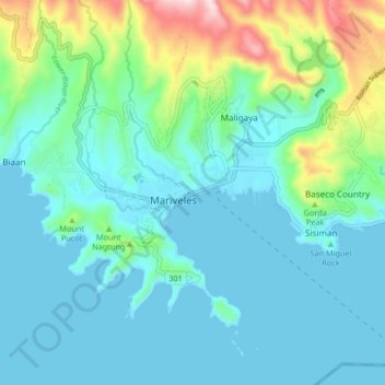 Mariveles topographic map, elevation, terrain