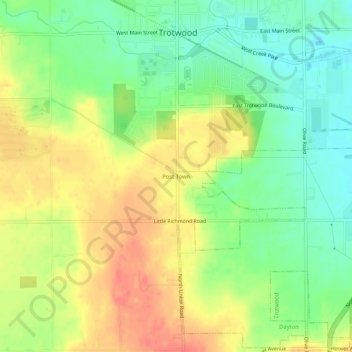 Post Town topographic map, elevation, terrain