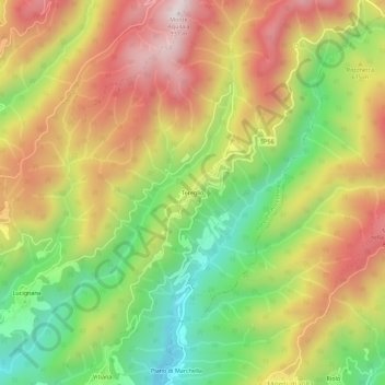 Tereglio topographic map, elevation, terrain
