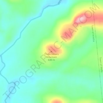 Three Sisters Mountain topographic map, elevation, terrain