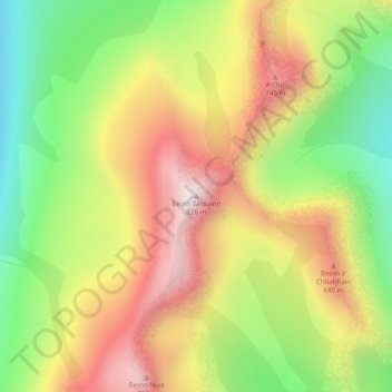 Beinn Tarsuinn topographic map, elevation, terrain
