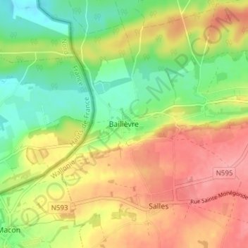 Bailièvre topographic map, elevation, terrain