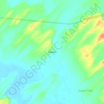 Khudani topographic map, elevation, terrain