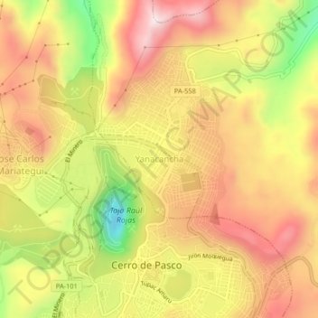 Yanacancha topographic map, elevation, terrain