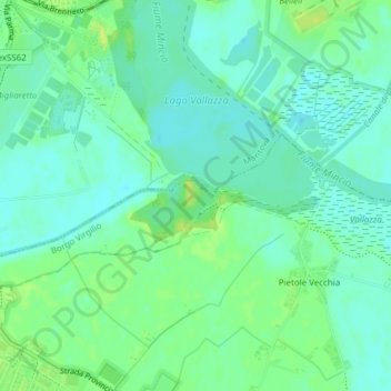 Forte di Pietole topographic map, elevation, terrain