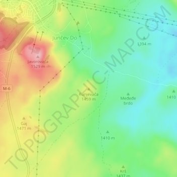 Runjevača topographic map, elevation, terrain