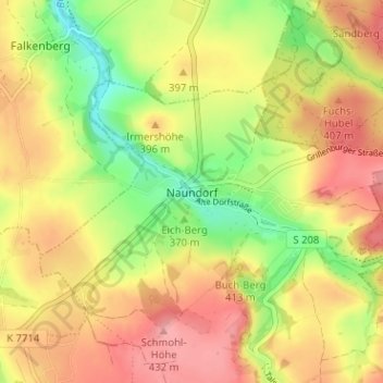 Naundorf topographic map, elevation, terrain