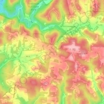 New Manchester topographic map, elevation, terrain