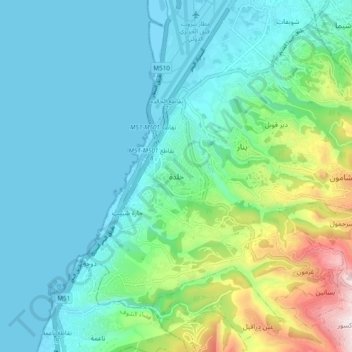 Khalde topographic map, elevation, terrain