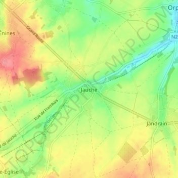 Jauche topographic map, elevation, terrain