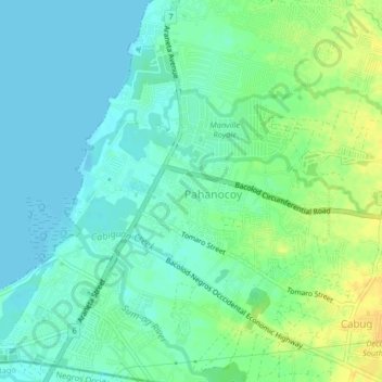 Pahanocoy topographic map, elevation, terrain