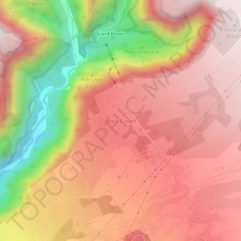 Bois Court topographic map, elevation, terrain