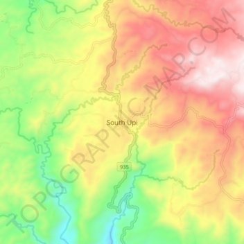 South Upi topographic map, elevation, terrain