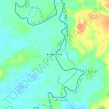 Puerto Limón topographic map, elevation, terrain