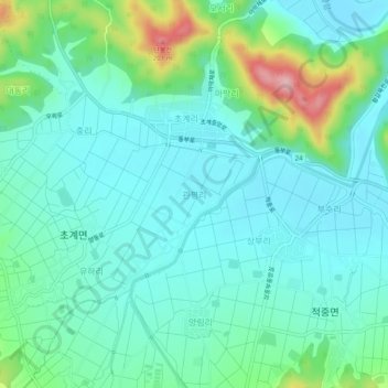 Gwanpyeong-ri topographic map, elevation, terrain