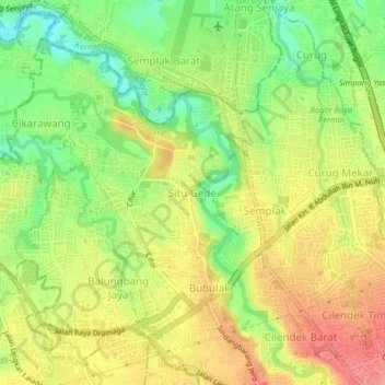 Situ Gede topographic map, elevation, terrain