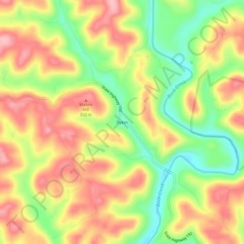 Dykes topographic map, elevation, terrain