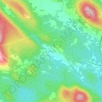 Žuta Lokva topographic map, elevation, terrain