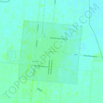 General Alvear topographic map, elevation, terrain