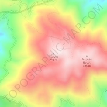 Pyrgos topographic map, elevation, terrain