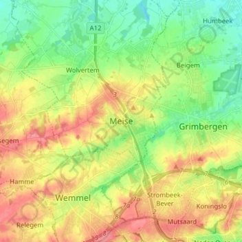 Meise topographic map, elevation, terrain