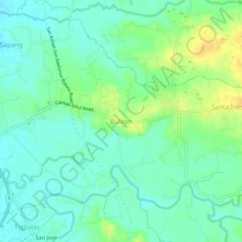 Buliran topographic map, elevation, terrain