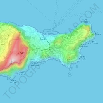 Capri topographic map, elevation, terrain