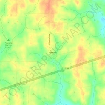 Kokomo topographic map, elevation, terrain