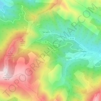 Fieno topographic map, elevation, terrain