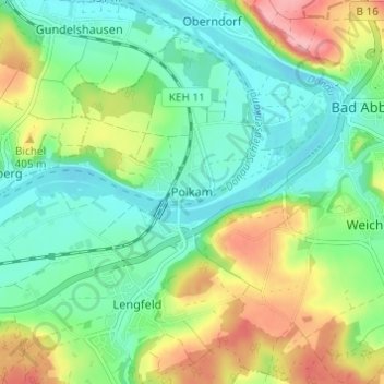 Poikam topographic map, elevation, terrain