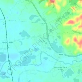 Temoh topographic map, elevation, terrain