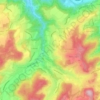 Ehrikon topographic map, elevation, terrain