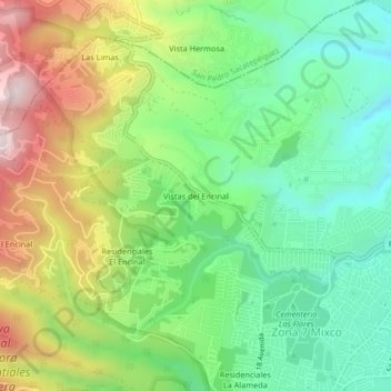 Vistas del Encinal topographic map, elevation, terrain