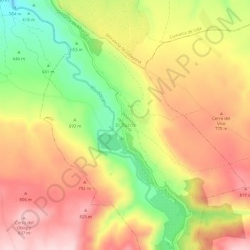 El Turro topographic map, elevation, terrain