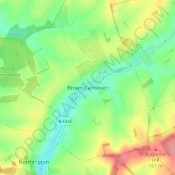 Brown Candover topographic map, elevation, terrain