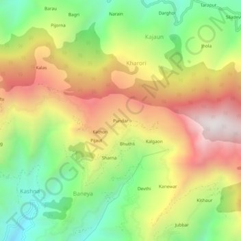 Pundar topographic map, elevation, terrain