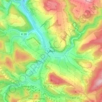 Ulfen topographic map, elevation, terrain
