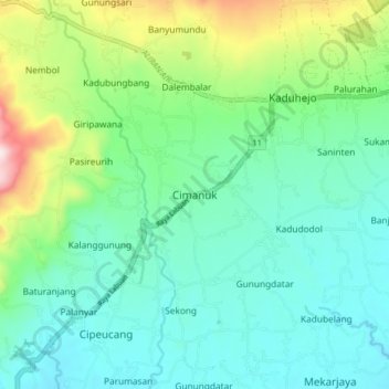 Cimanuk topographic map, elevation, terrain
