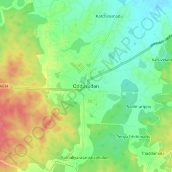 Oddusudan topographic map, elevation, terrain