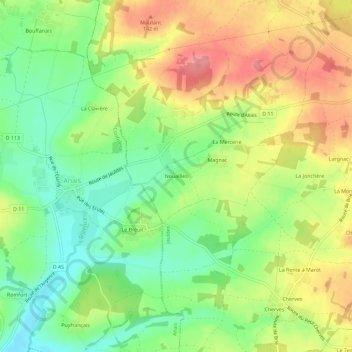 Nouailles topographic map, elevation, terrain
