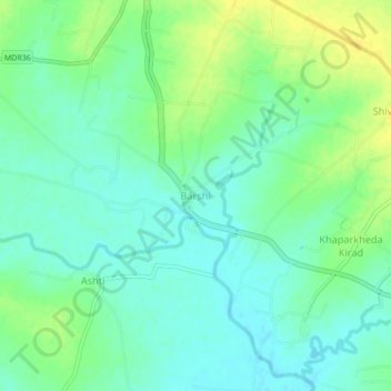Barshi topographic map, elevation, terrain