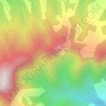 corazón de agua topographic map, elevation, terrain