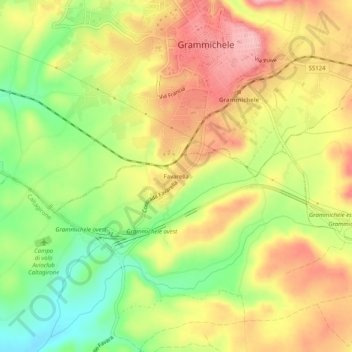 Favarella topographic map, elevation, terrain