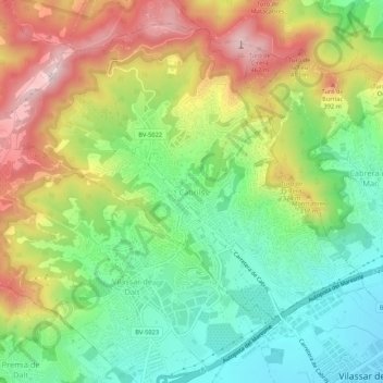 Cabrils topographic map, elevation, terrain