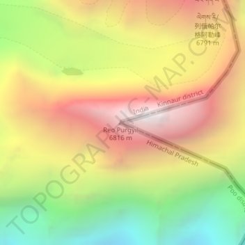 Reo Purgyil topographic map, elevation, terrain