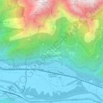Colloro topographic map, elevation, terrain