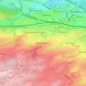 Wallacestone topographic map, elevation, terrain