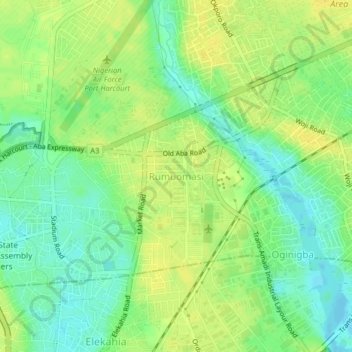 Rumuomasi topographic map, elevation, terrain